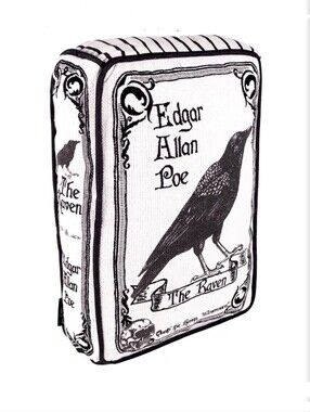 NIB Edgar Allan Poe The Raven Book Pillow Throw Literary Gothic Novel Fiction